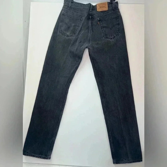 VITG 90’s LEVIS ORANGE TAB 505 JEANS BLACK REGULAR FIT STRAIGHT LEG Sz 36X34  34 - Picture 3 of 16